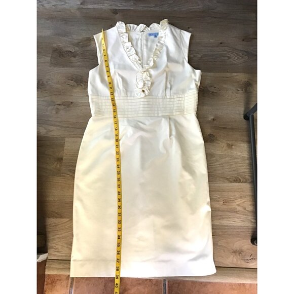 ANTONIO MELANI -WOMENS MIDI V-NECK RUFFLE BACK ZIP-UP CLOSURE DRESS SIZE 10 - Picture 6 of 6